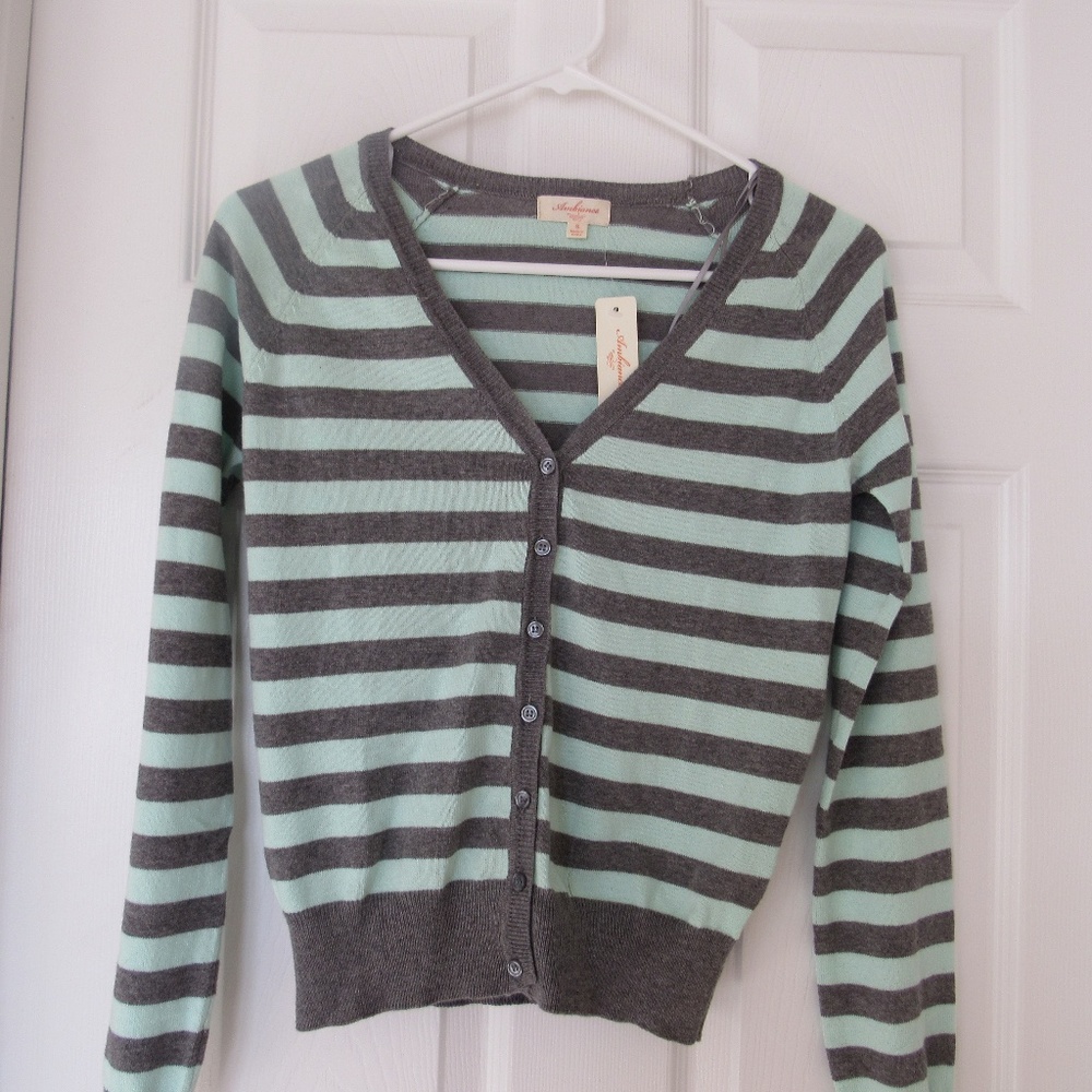 Teal and Grey Striped Sweater, New with Tags!